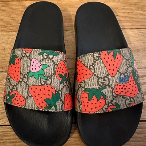 gucci strawberry sliders|gucci slides nordstrom rack.